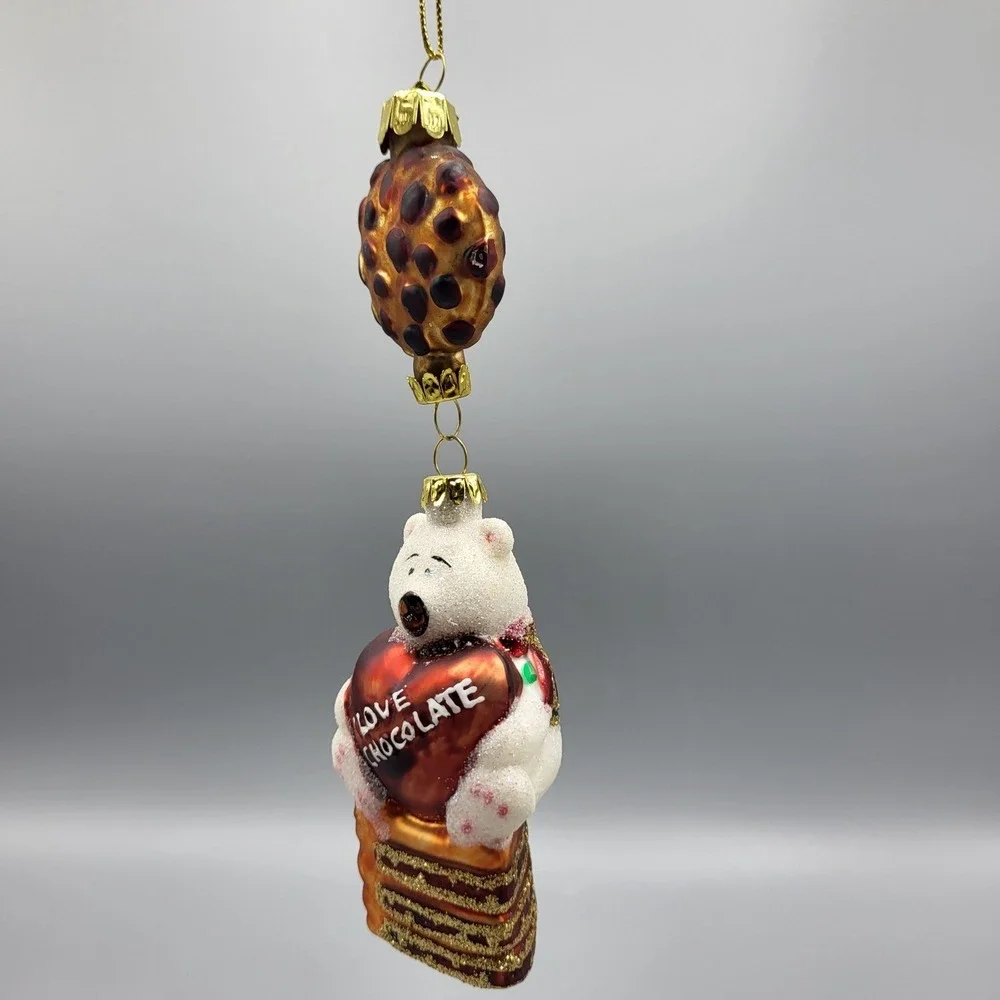 Margaret Cobane Blown Glass Ornament Polar Bear I Love Chocolate Cookie Cake